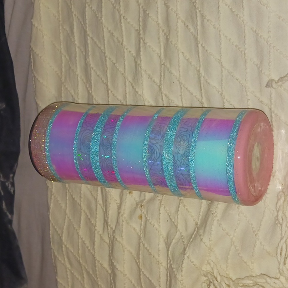 Blingy teal and iridescent tumbler
